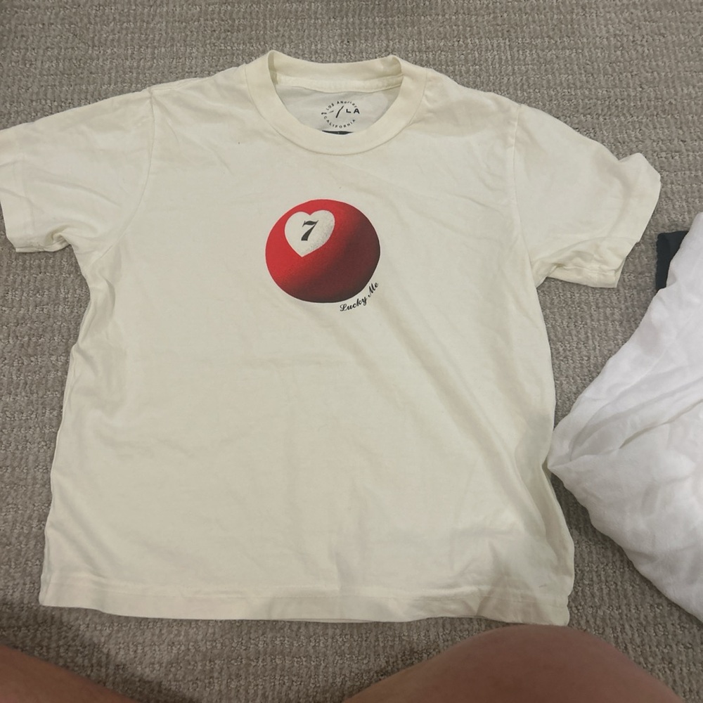PacSun Cream Tee with Red Graphic